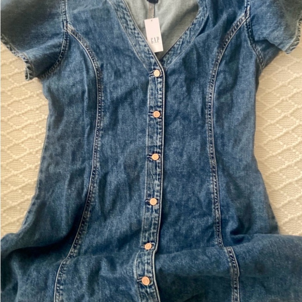 GAP Blue Denim V-Neck Dress
